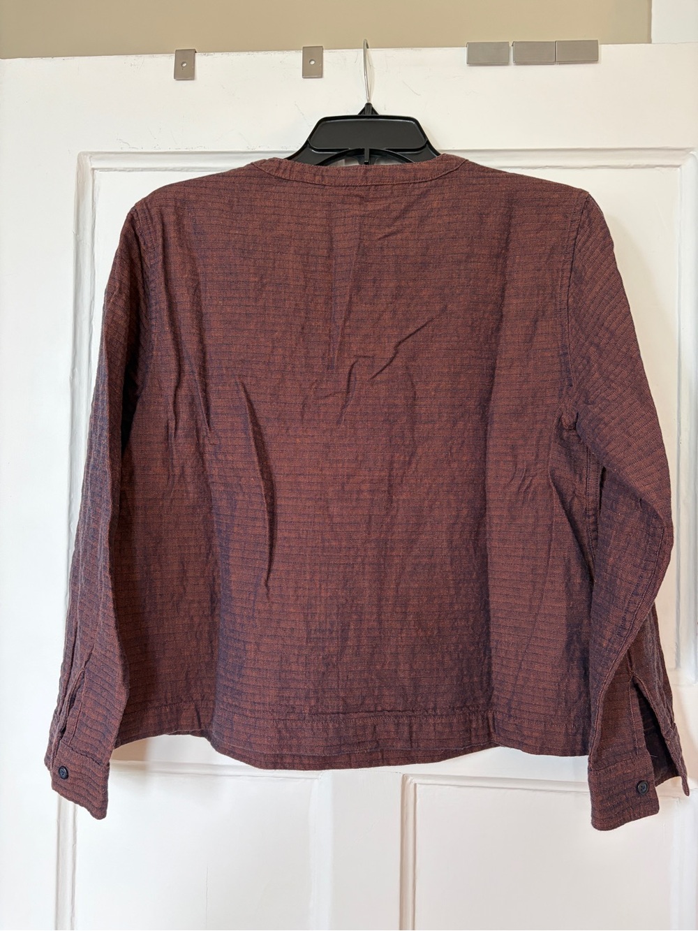 Bridge & Burn Women's Button Henley Blouse - Burgundy Brown - Picture 2 of 4